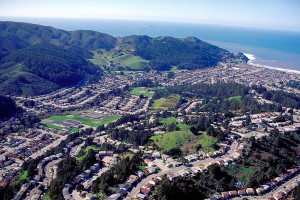 Aerial view California suburb